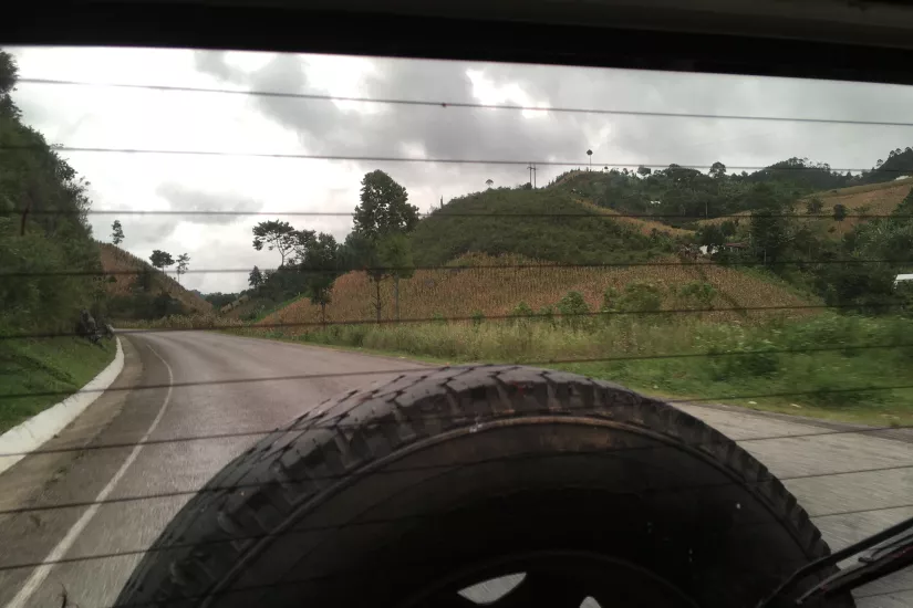 View through Jeep window Guatemala trip Oct 2018