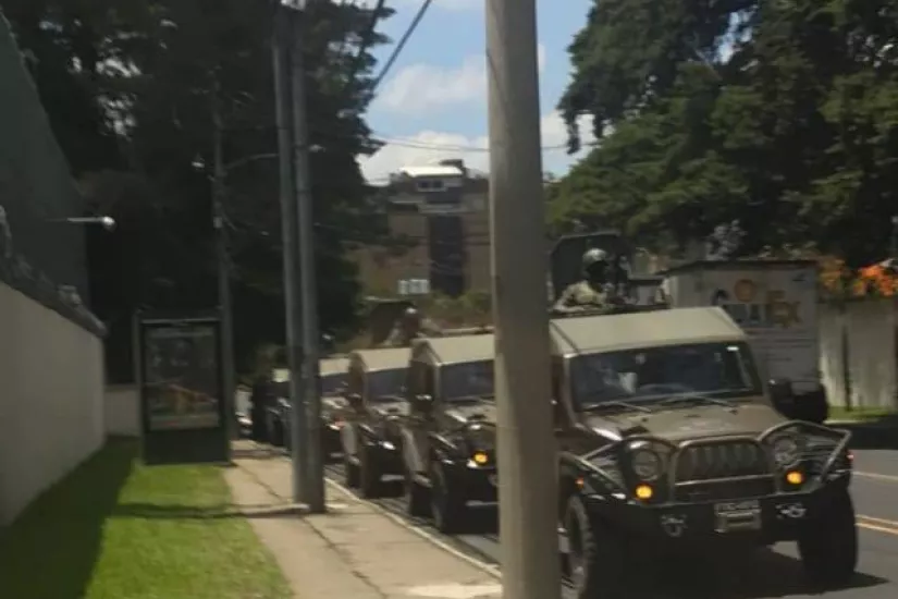 Photo of military vehicles outside of CICIGAug2018