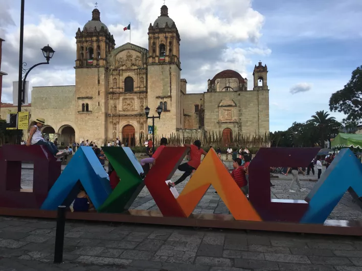 Oaxaca Mexico Town Square Sign