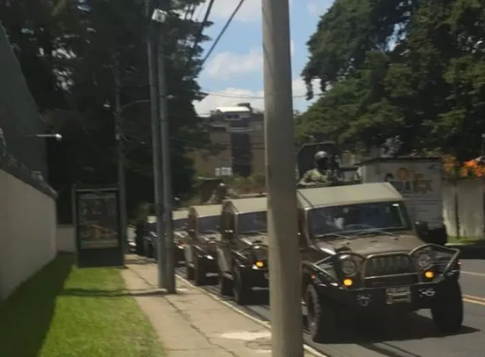 Photo of military vehicles outside of CICIGAug2018